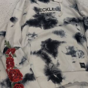 Reckless Los Angeles Tie-Dye Hoodie with Floral Sleeve